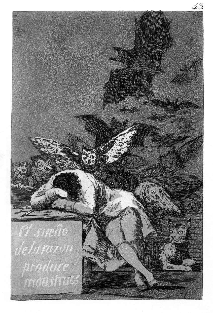 Förnuftets sömn ger upphov till monster av Francisco de Goya