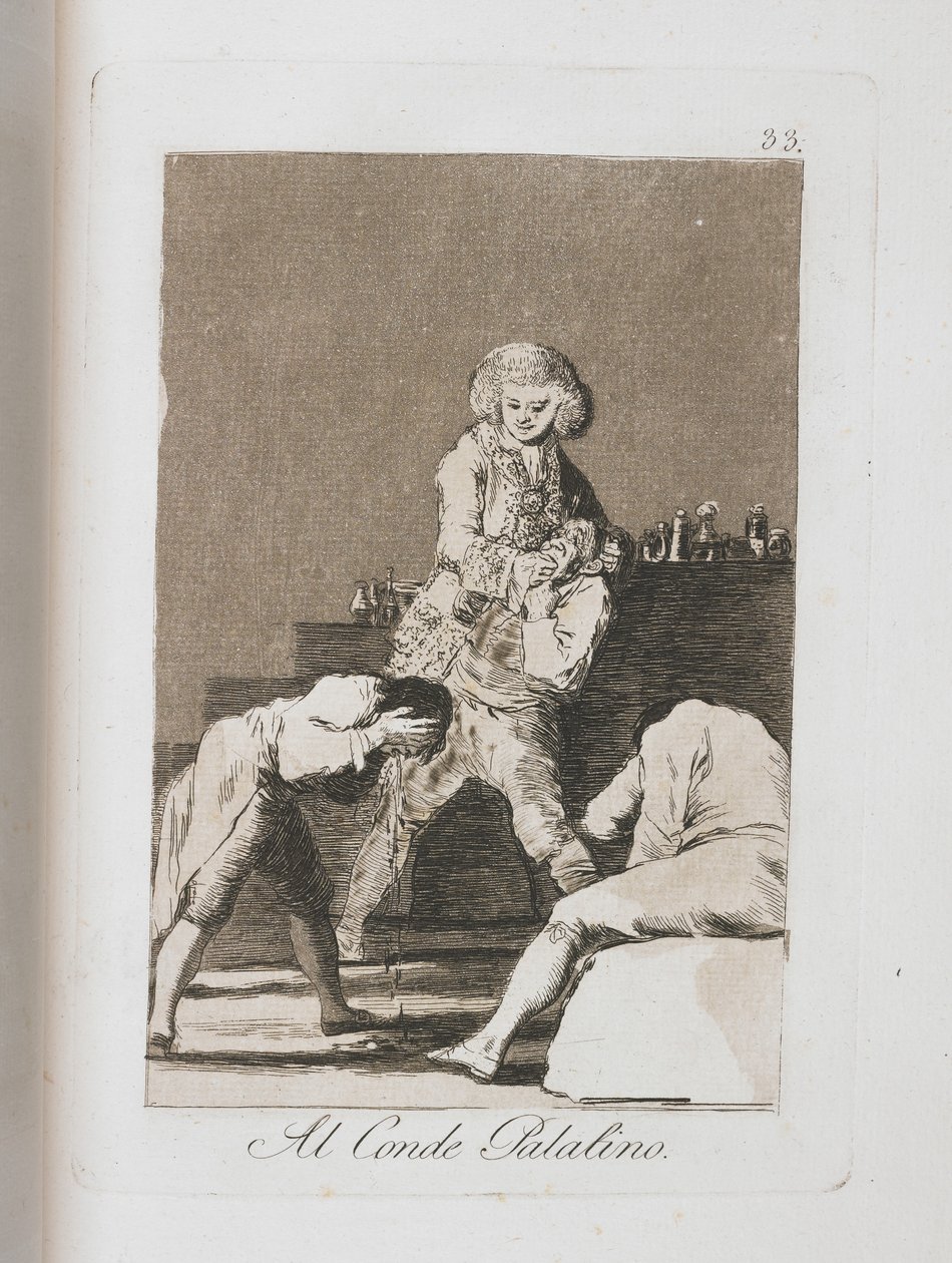 Al Conde Palantino, från Los Caprichos, 1797-1798 av Francisco de Goya