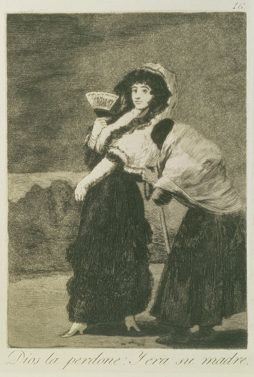 Må Gud förlåta henne: det var hennes mor, 1797 (etsning och akvatint) av Francisco de Goya