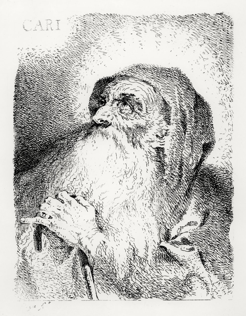 Munk i kontemplation av Francisco de Goya