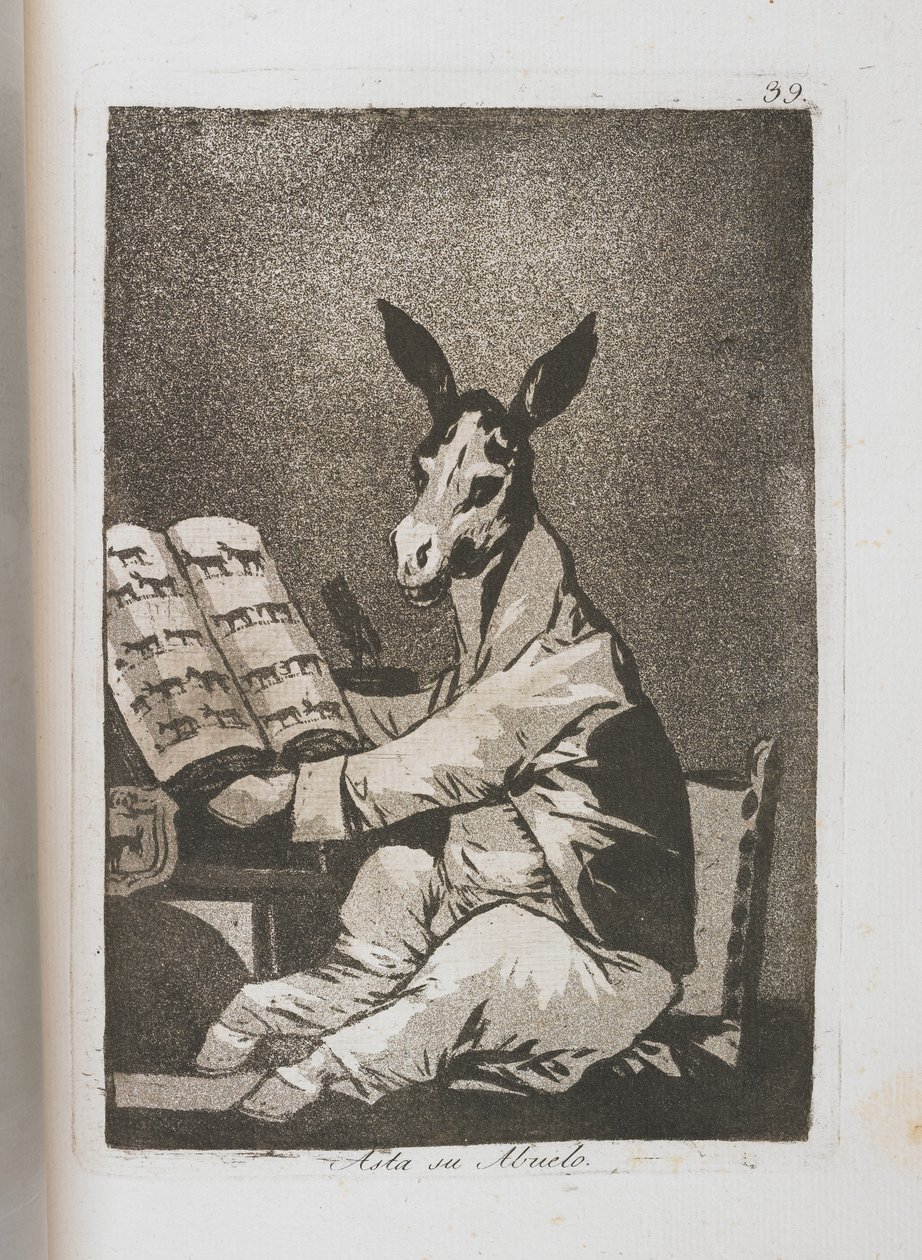 Tallrik från Los Caprichos [Så långt tillbaka som hans farfar], 1797-1798 av Francisco de Goya