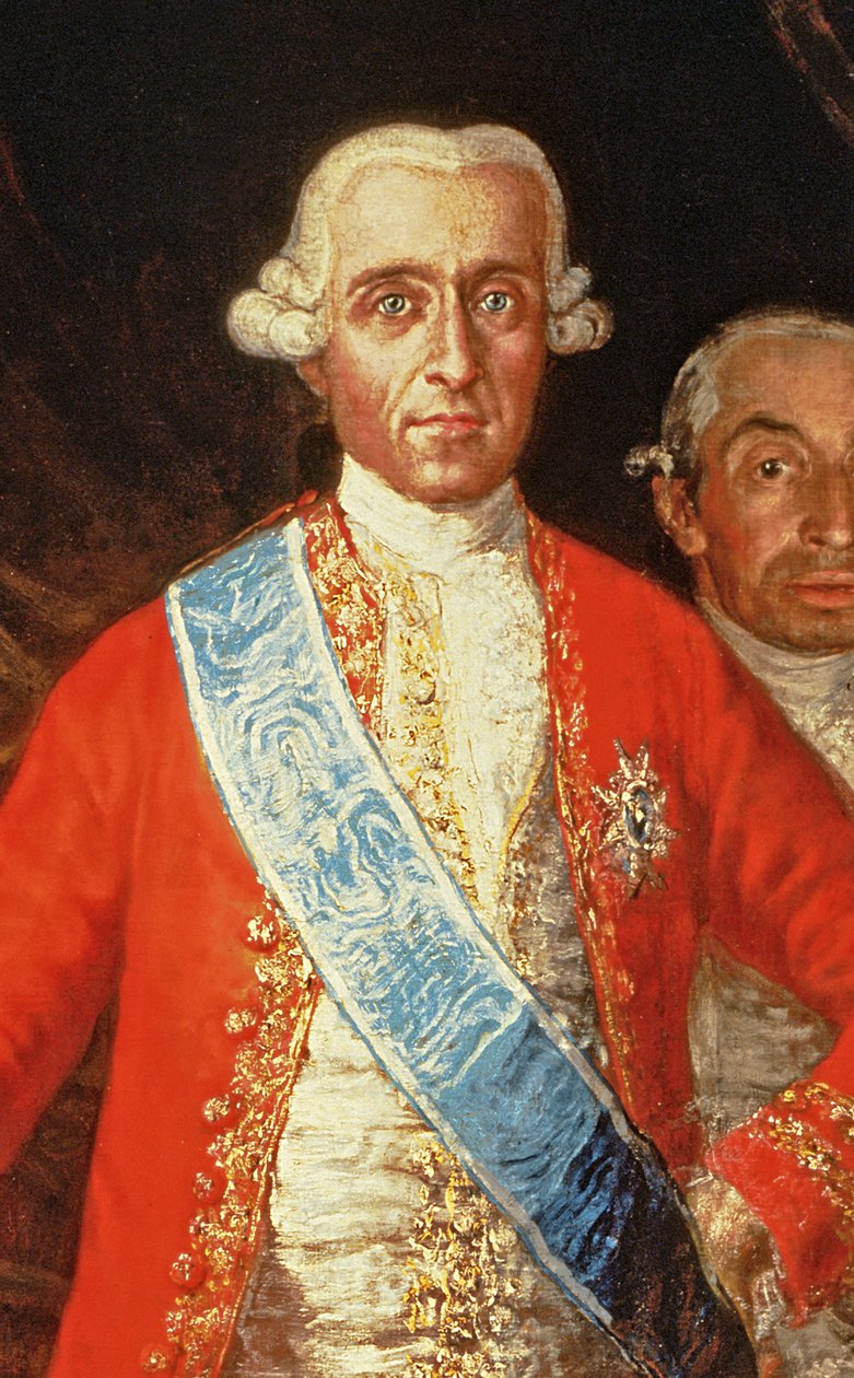 Porträtt av Don Jose Monino y Redondo I, Conde de Floridablanca, 1783 olja på duk detalj av 93235 av Francisco de Goya