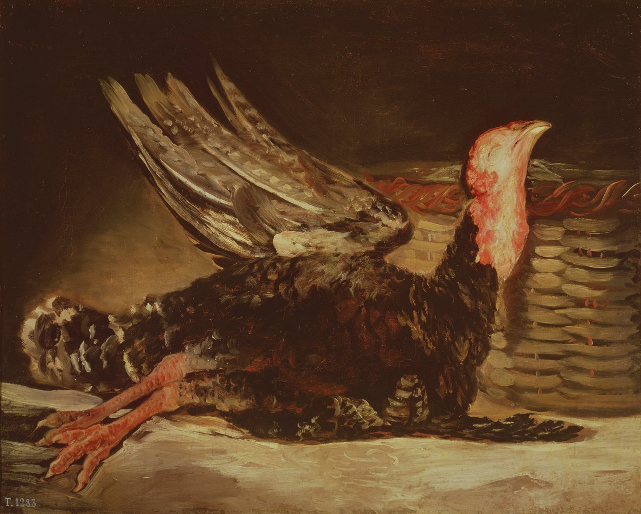 Stilleben av en död kalkon och en flätad korg, 1806 av Francisco de Goya