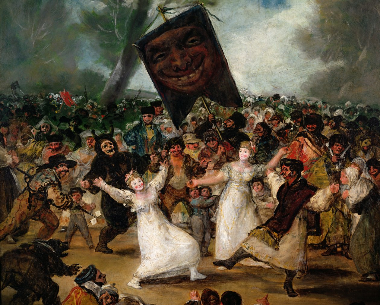 The Burial of the Sardin Corpus Christi Festival on Ash Wednesday c.1812-19 olja på duk detalj av 530 av Francisco de Goya