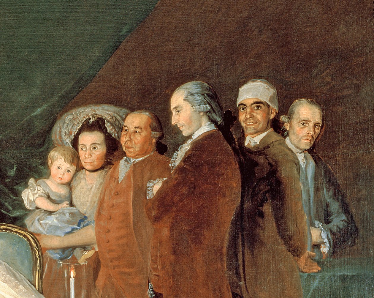 The Family of the Infante Don Luis de Borbon, 1783-84 olja på duk detalj av 214612 av Francisco de Goya