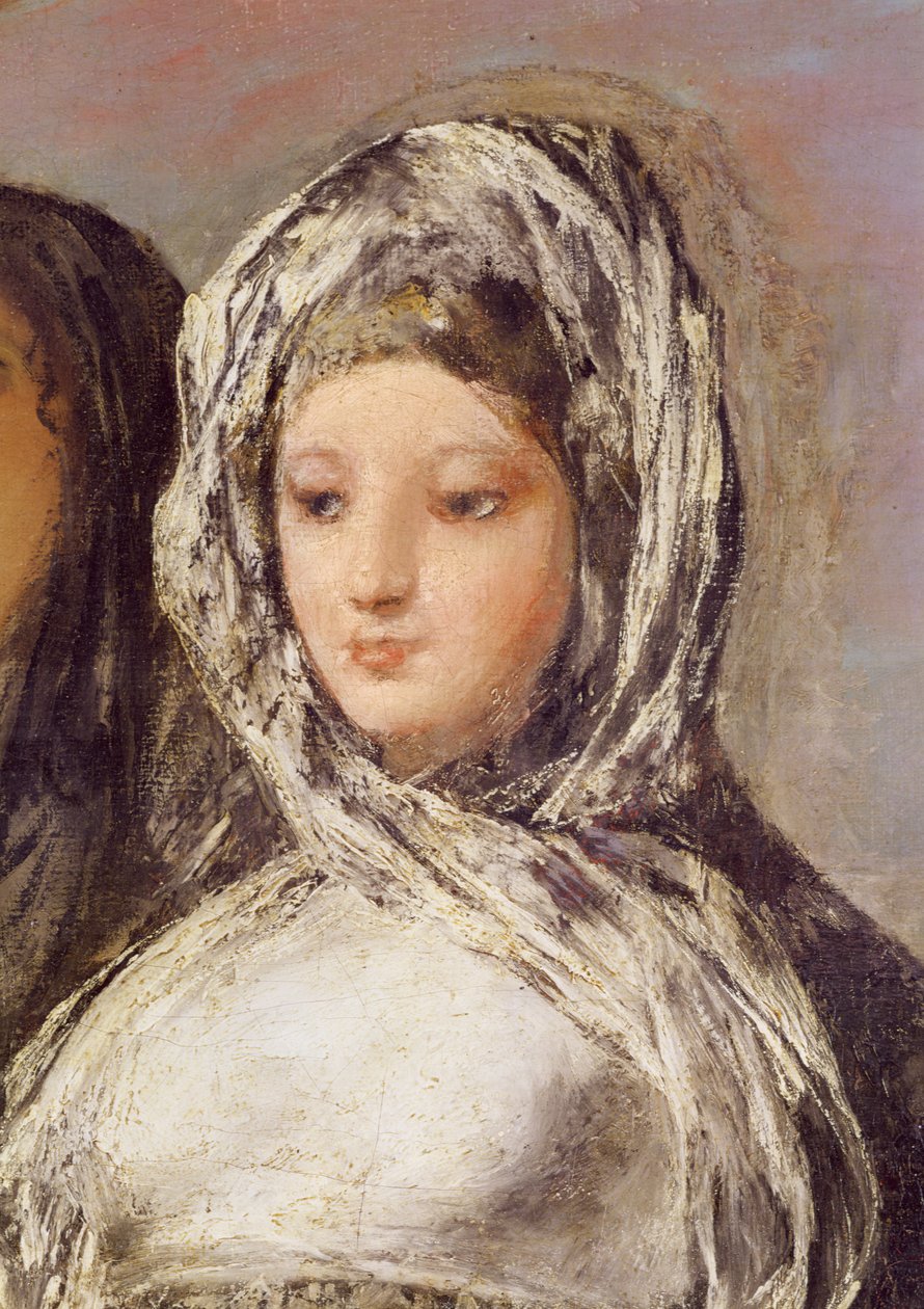 Brevet eller The Young Girls (detalj av ett ansikte), 1812-1819 av Francisco de Goya