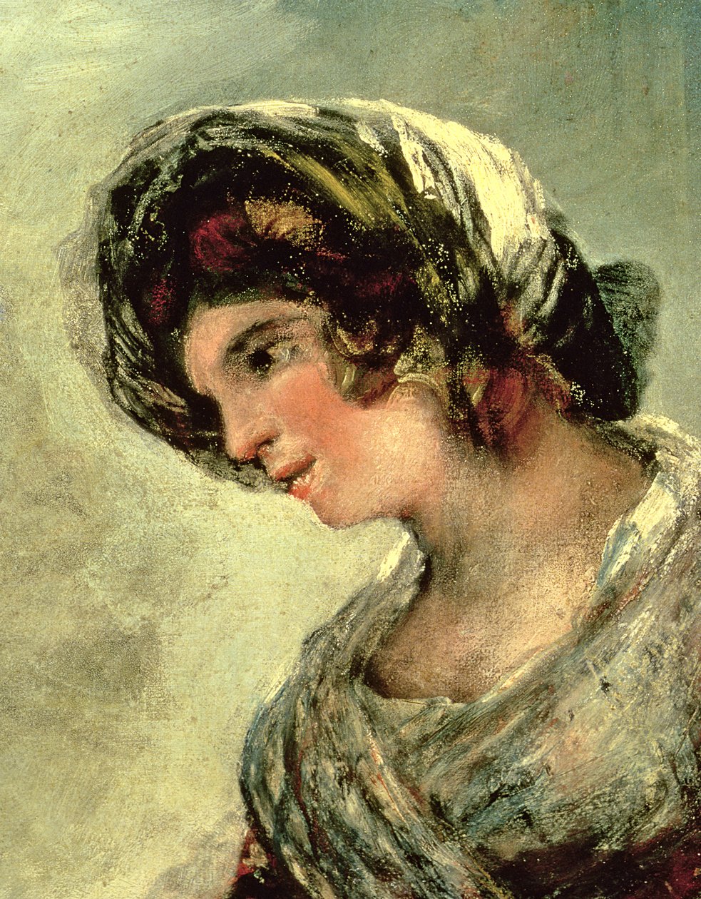 The Milkmaid of Bordeaux, c.1824 olja på duk detalj från 12861 av Francisco de Goya
