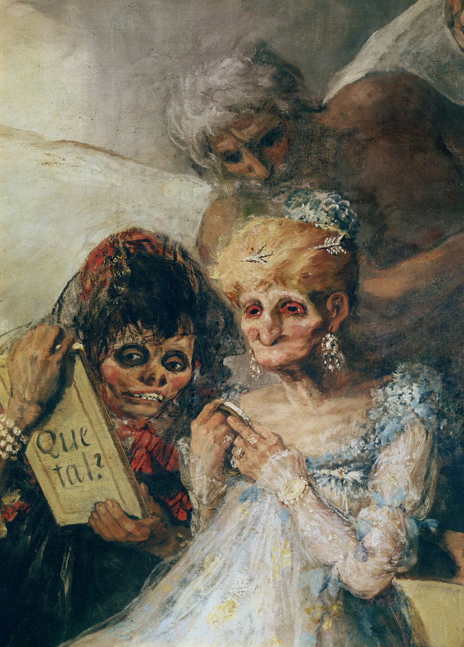 The Old Women detalj av ansikten, 1808-1812 olja på duk av Francisco de Goya