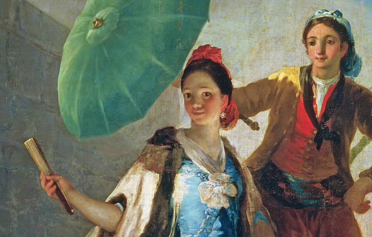 The Parasol, 1777 olja på duk detalj av 38624 av Francisco de Goya