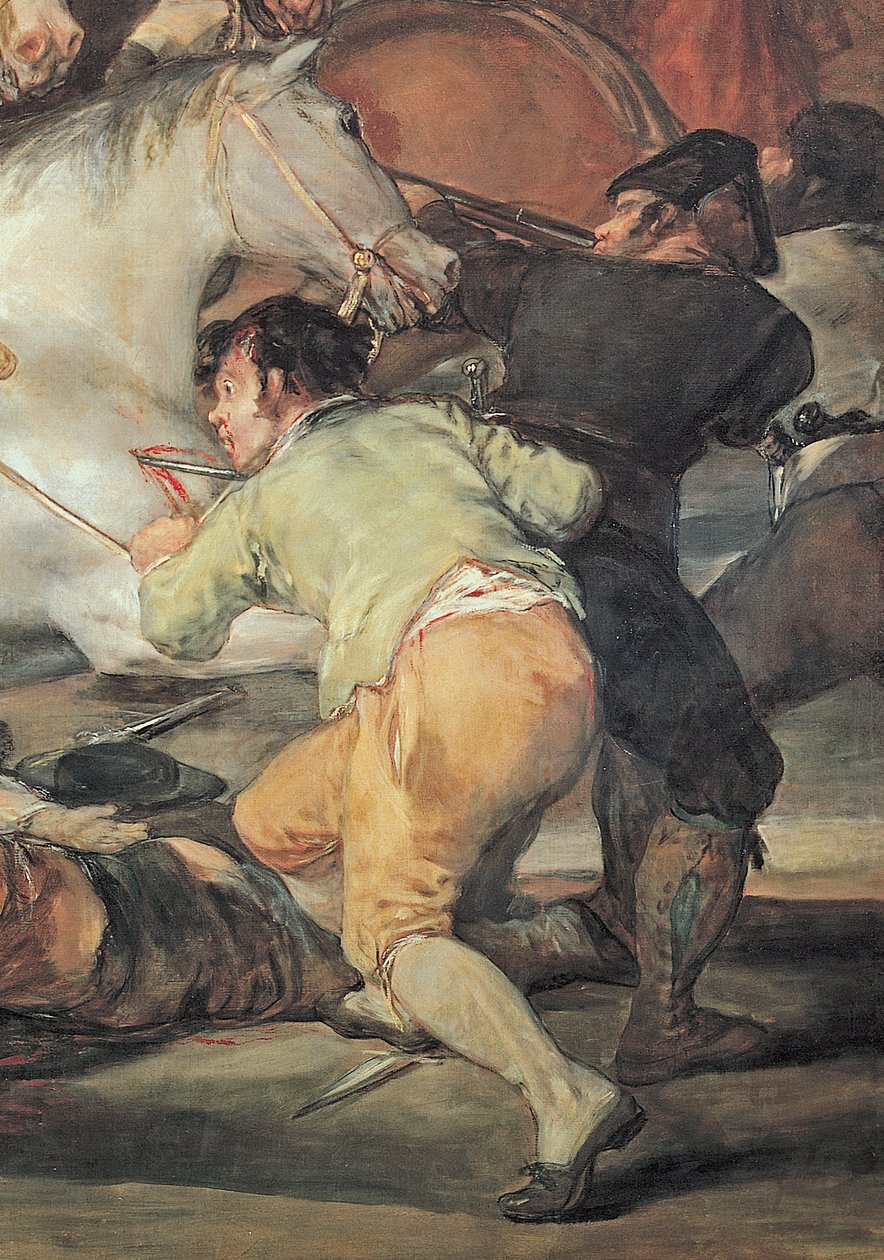 Den andra maj 1808. Upploppet mot mamelukernas legosoldater, 1814 olja på duk detalj av 38642 av Francisco de Goya