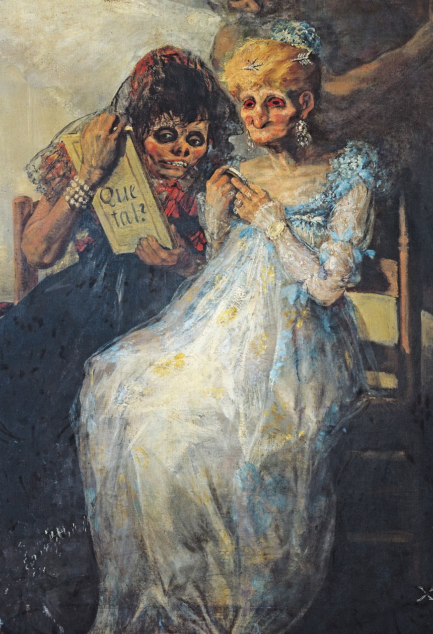 De gamla kvinnornas tid, 1820 olja på duk detalj från 16775 av Francisco de Goya