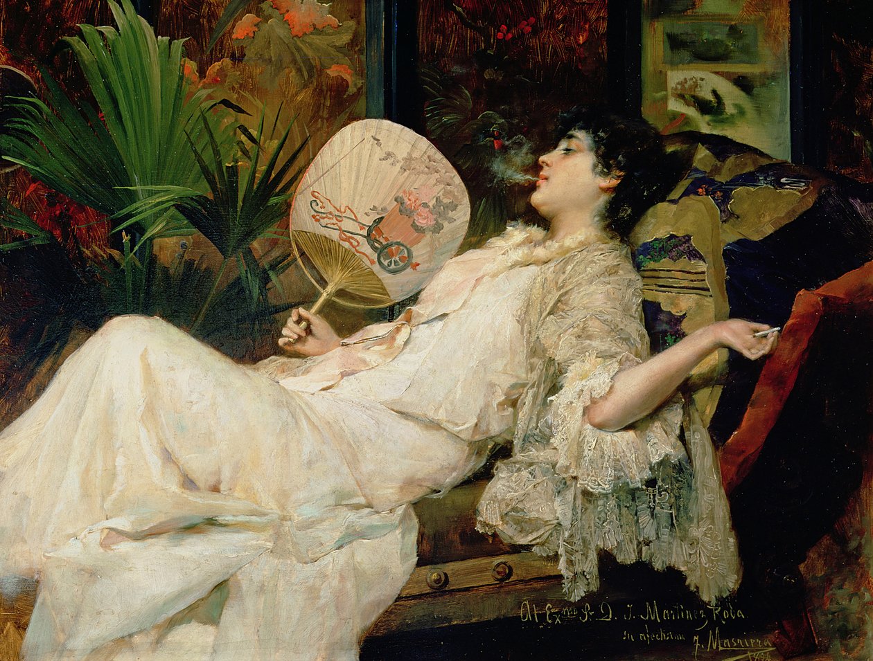Ung kvinna som röker, 1894 av Francisco Masriera y Manovens