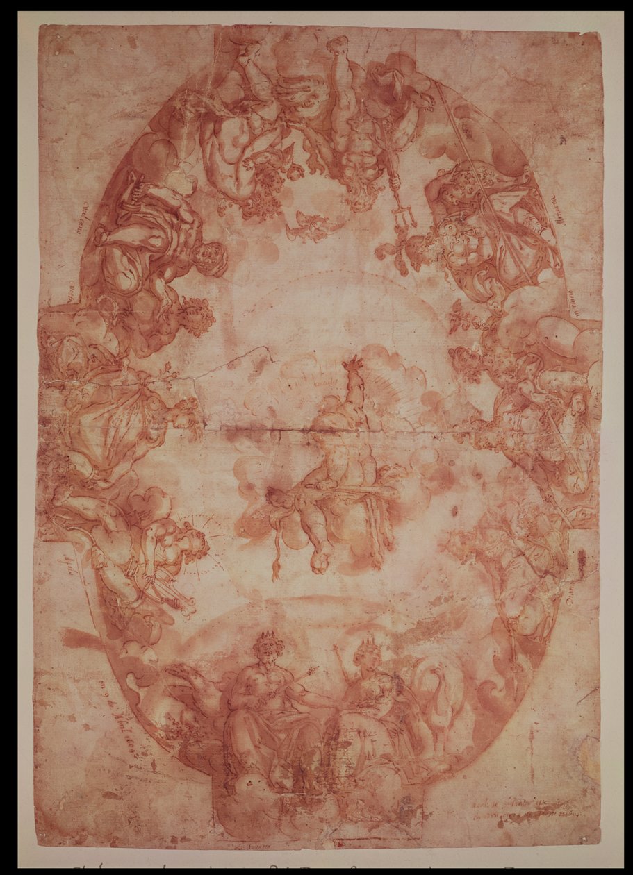 Studie för taket på Casa de Pilatos, Sevilla, 1604 (penna och bläck och tvätt på papper) av Francisco Pacheco