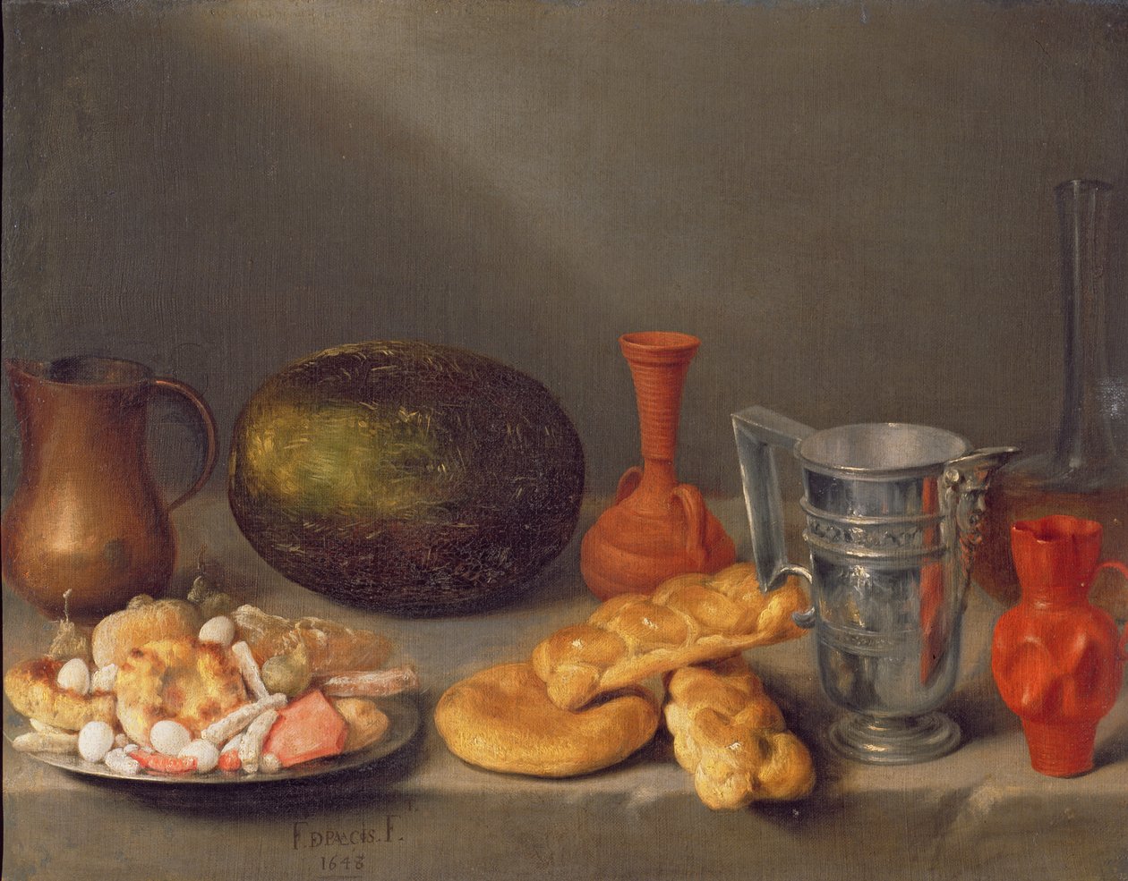 Stilleben med bröd, 1648 av Francisco Palacios