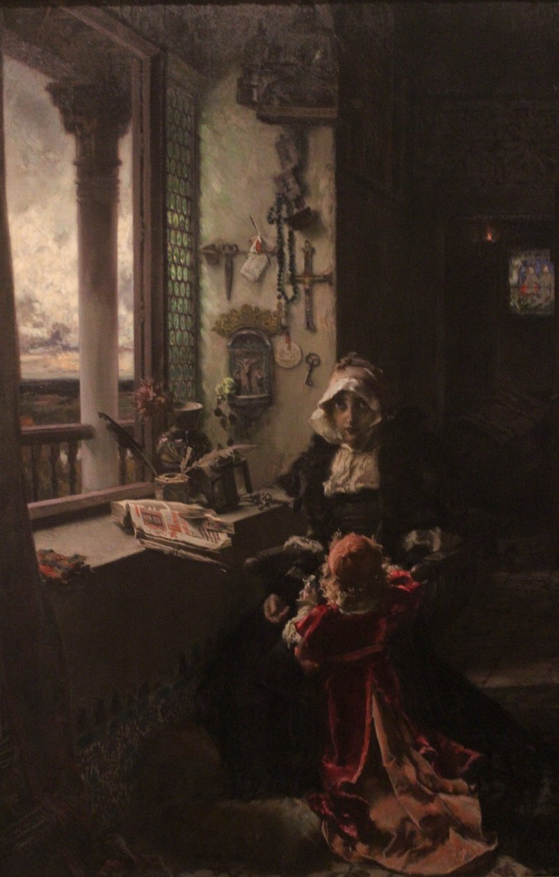 Drottning Juana la Loca, avskild i Tordesillas med sin dotter, Infanta Doña Catalina av Francisco Pradilla y Ortiz