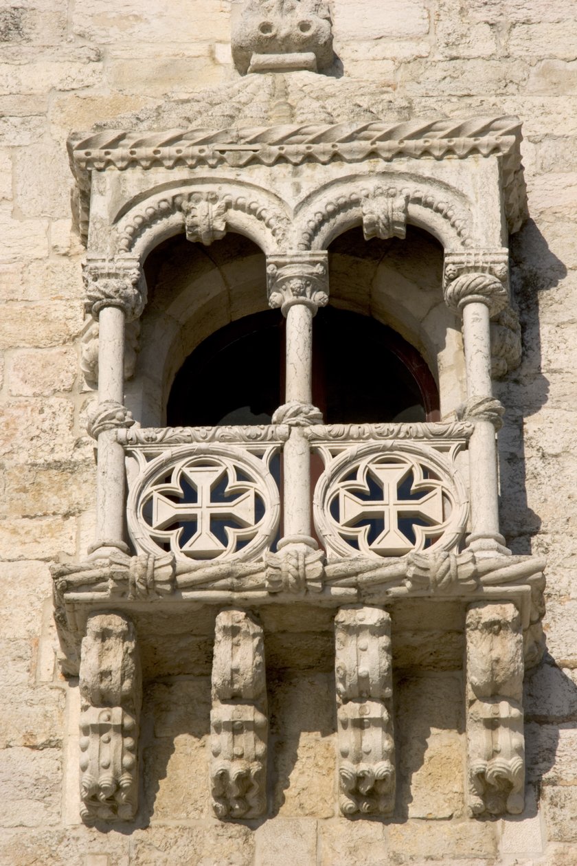 En balkong på Tower of Belem, byggd ca 1514 (se även 237479, 237480 och 237483) av Francisco de Arruda