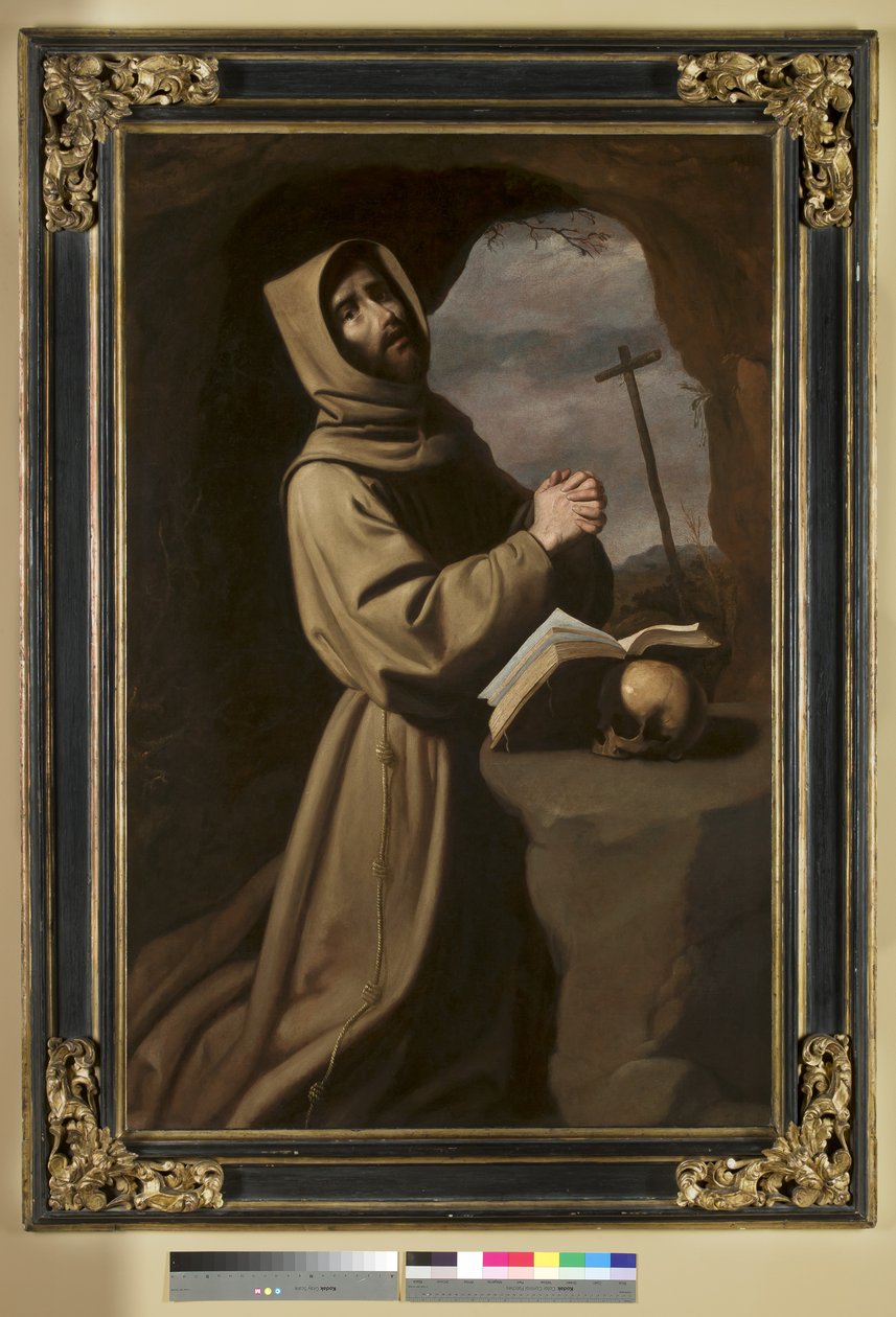 St Franciskus i bön i en grotta, 1650-55 av Francisco de Zurbaran