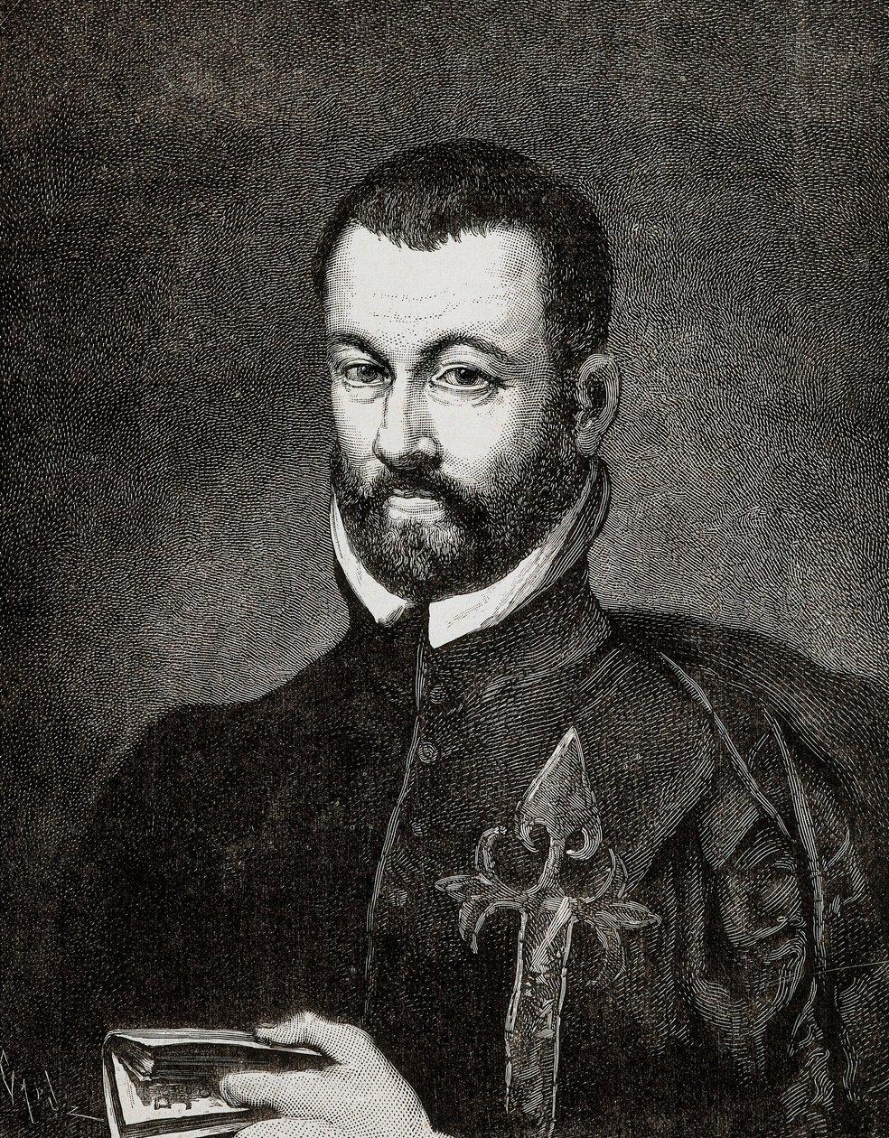 Porträtt av Benito ARIAS MONTANO (1527-1598), spansk humanist och teolog, baserat på en målning av Francisco Pacheco av Francisco (after) Pacheco