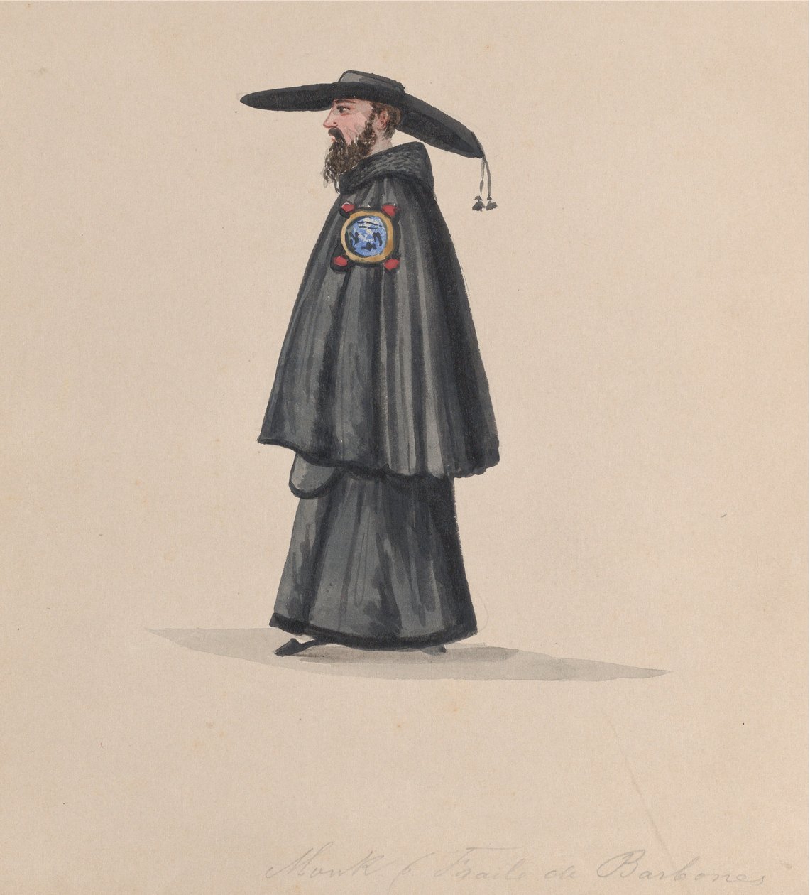 En munk från Barbones orden, från en grupp teckningar som föreställer peruansk dräkt, 1848. av Francisco