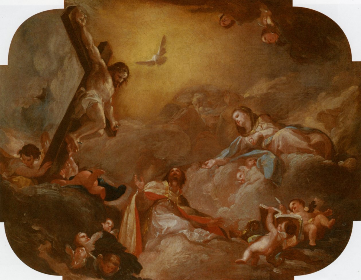 Sankt Augustinus och jungfrun som tillber den korsfäste Kristus av Francisco Bayeu y Subias