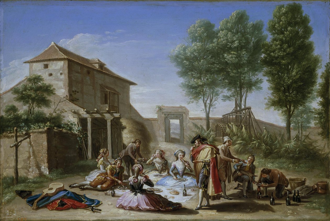 Snack in the Field, ca 1784-5 (olja på duk) av Francisco Bayeu y Subias