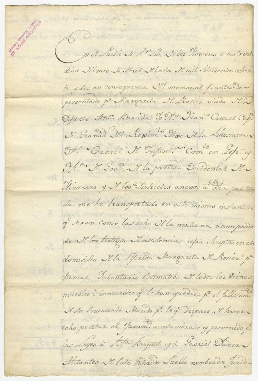 Inventory of Antoine Barada signed Fran. Cruzat, Josef Bexmes, Dodier, Becquet, and others, April 1782 av Francisco Cruzat
