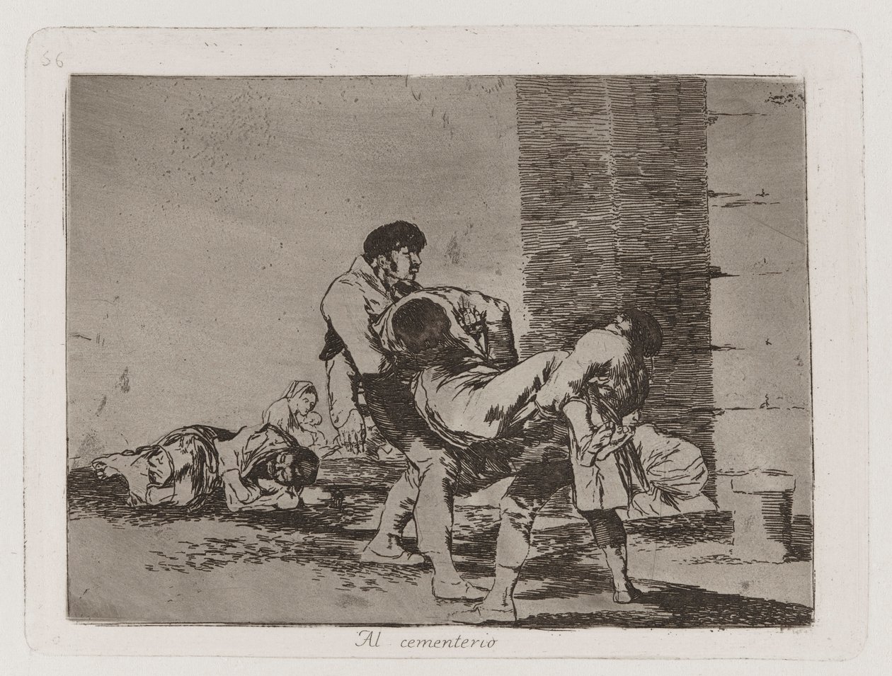 Till kyrkogården, skylt 56 från The Disasters of War av Francisco de Goya