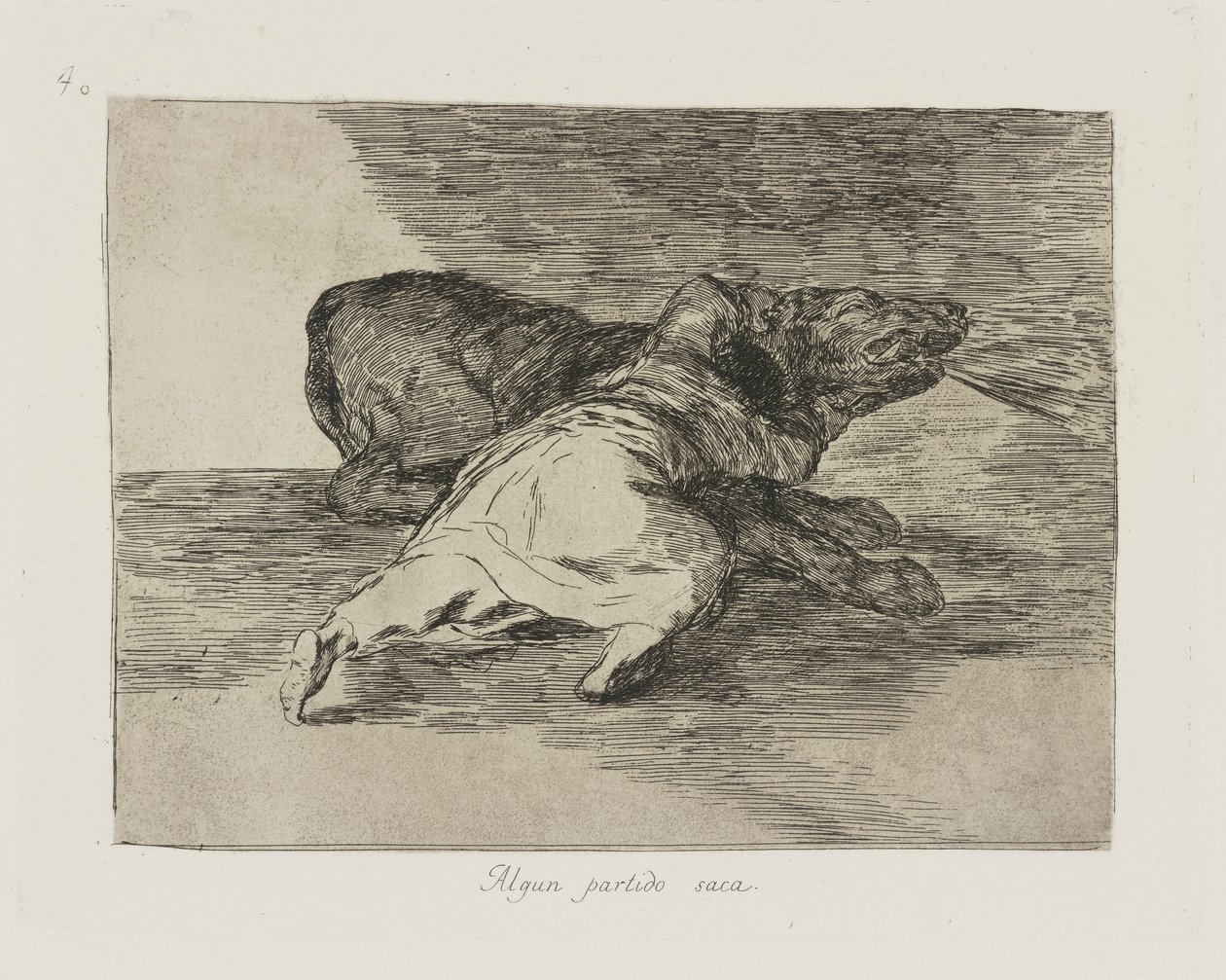 Något parti tar ut. (Han får ut något av det.), pl. 40 från serien The Disasters of War av Francisco de Goya