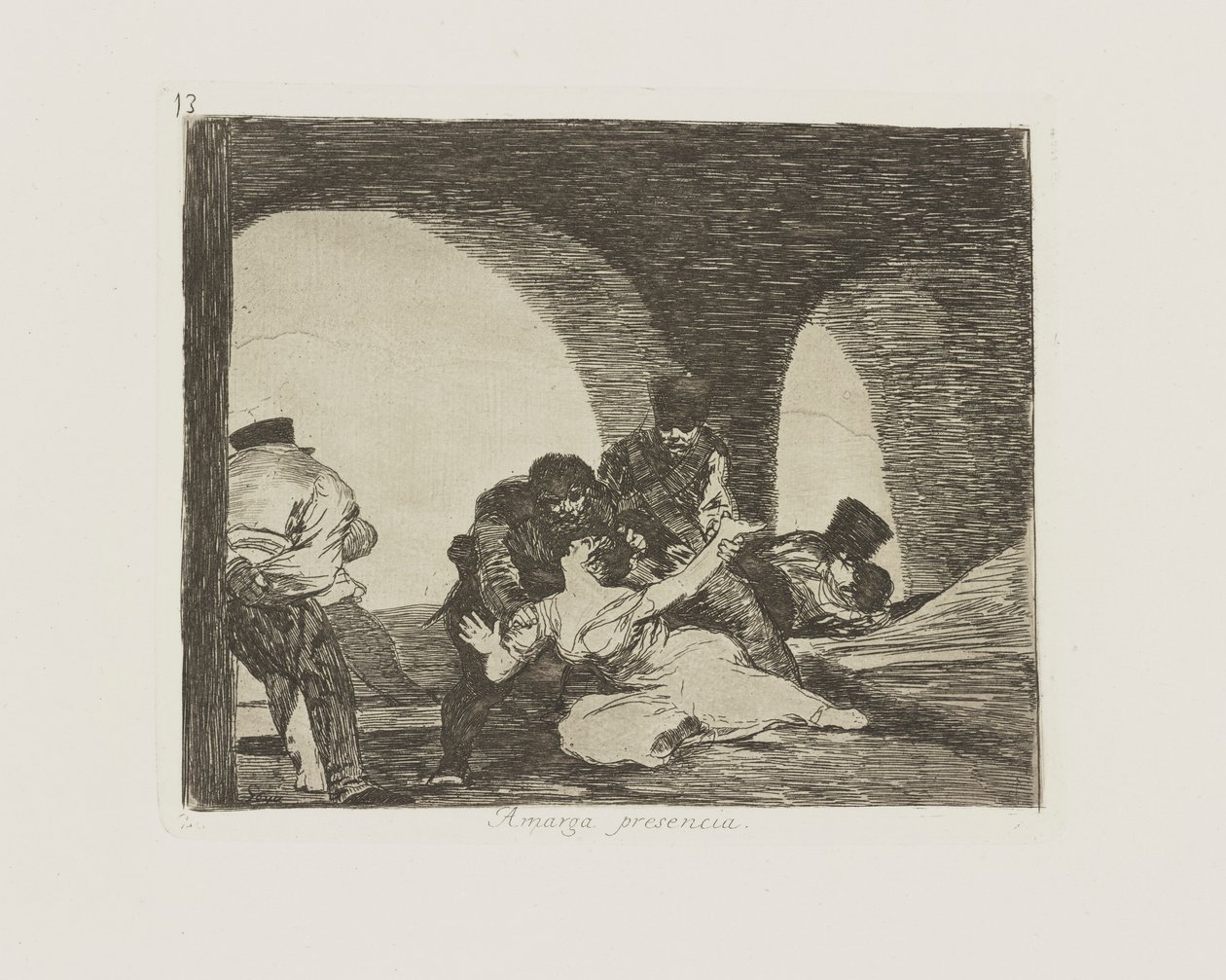 bitter närvaro. (Bittert att vara närvarande.), pl. 13 från serien The Disasters of War av Francisco de Goya