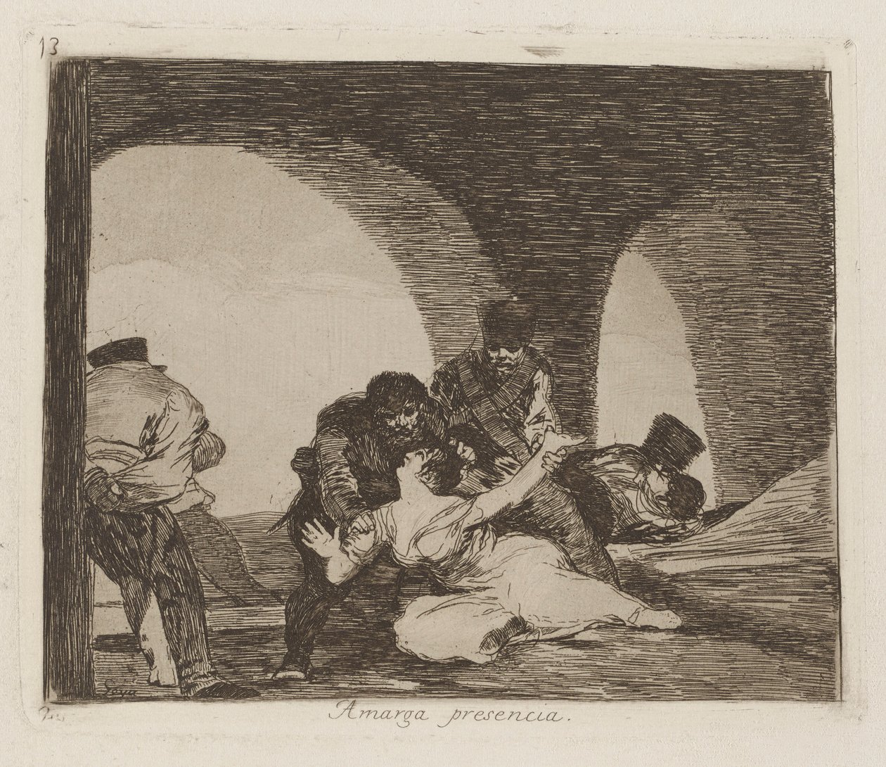 Bitter närvaro (Bitter to Be Present), pl. 13 från serien The Disasters of War av Francisco de Goya