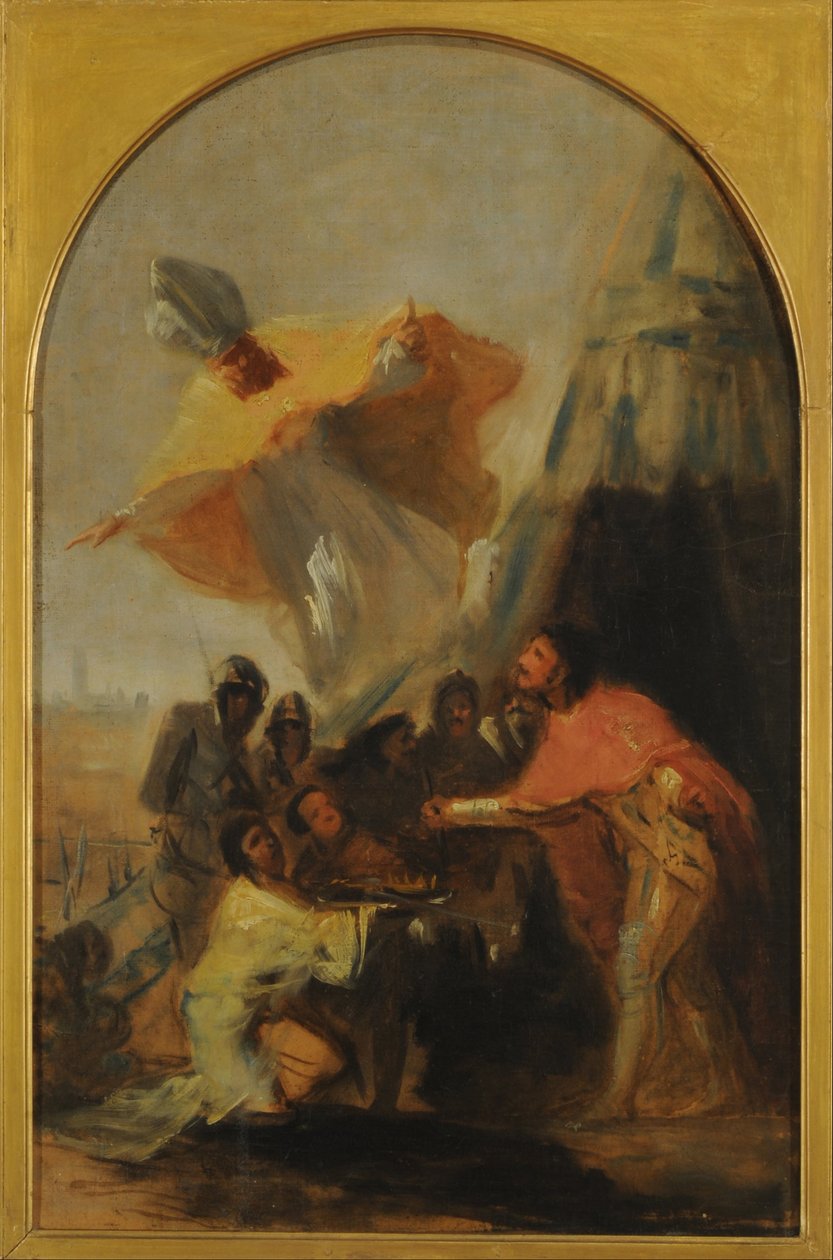 Saint Isidores framträdande till kung Ferdinand den heliga före Sevillas murar av Francisco de Goya