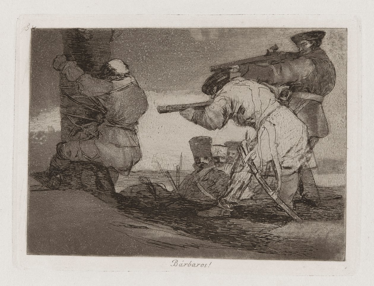 Barbarer! (Barbarer!), Platta 38 från The Disasters of War av Francisco de Goya