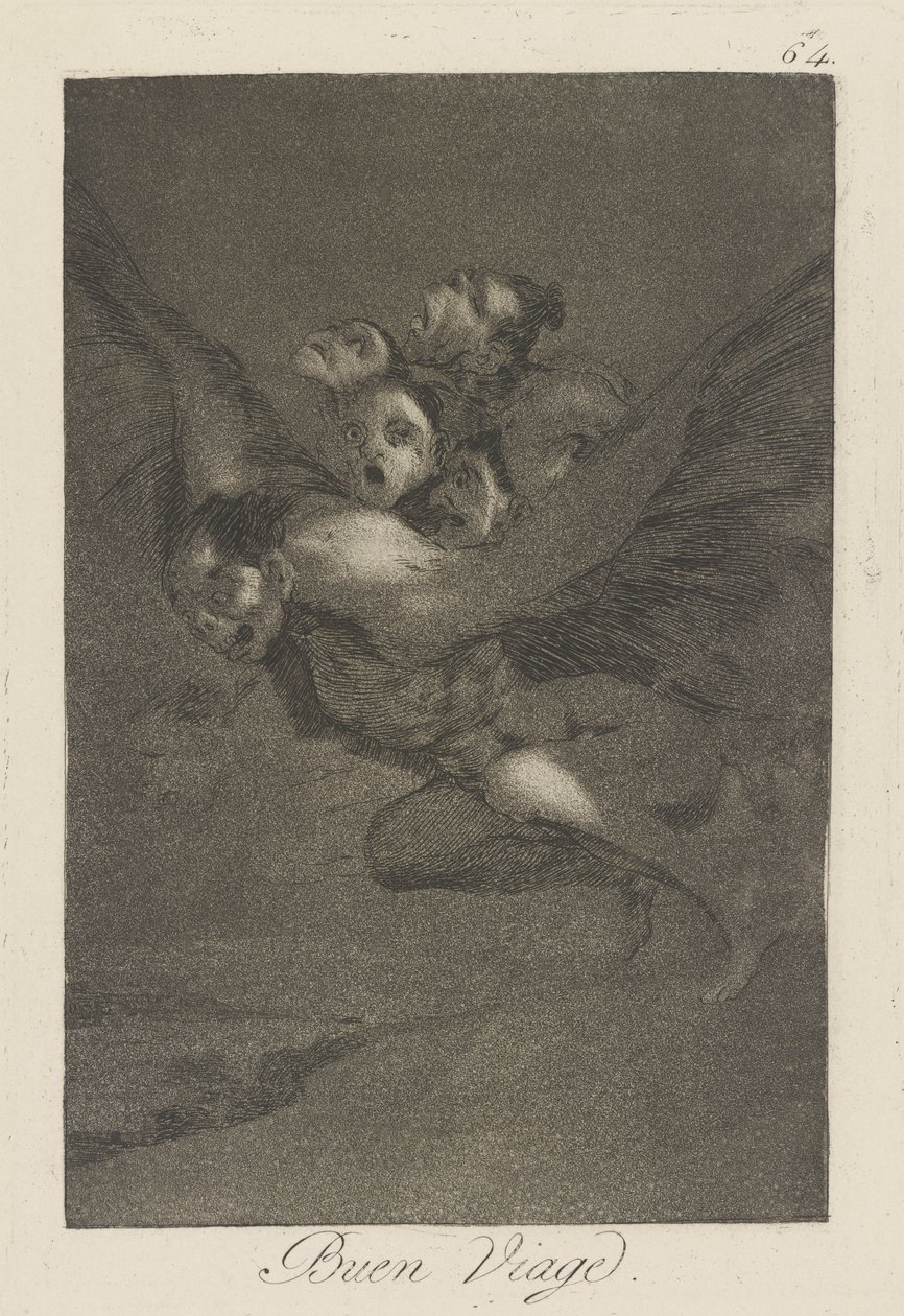 Ha en trevlig resa. (Bon Voyage.), pl. 64 från serien The whims av Francisco de Goya