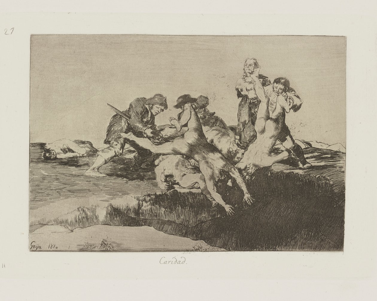 Välgörenhet. (Välgörenhet.), pl. 27 från serien The Disasters of War av Francisco de Goya