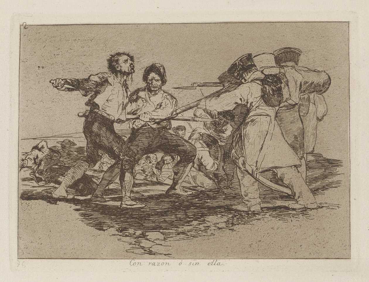 Med anledning? utan henne (med rätta eller orätt), pl. 2 från serien The Disasters of War av Francisco de Goya