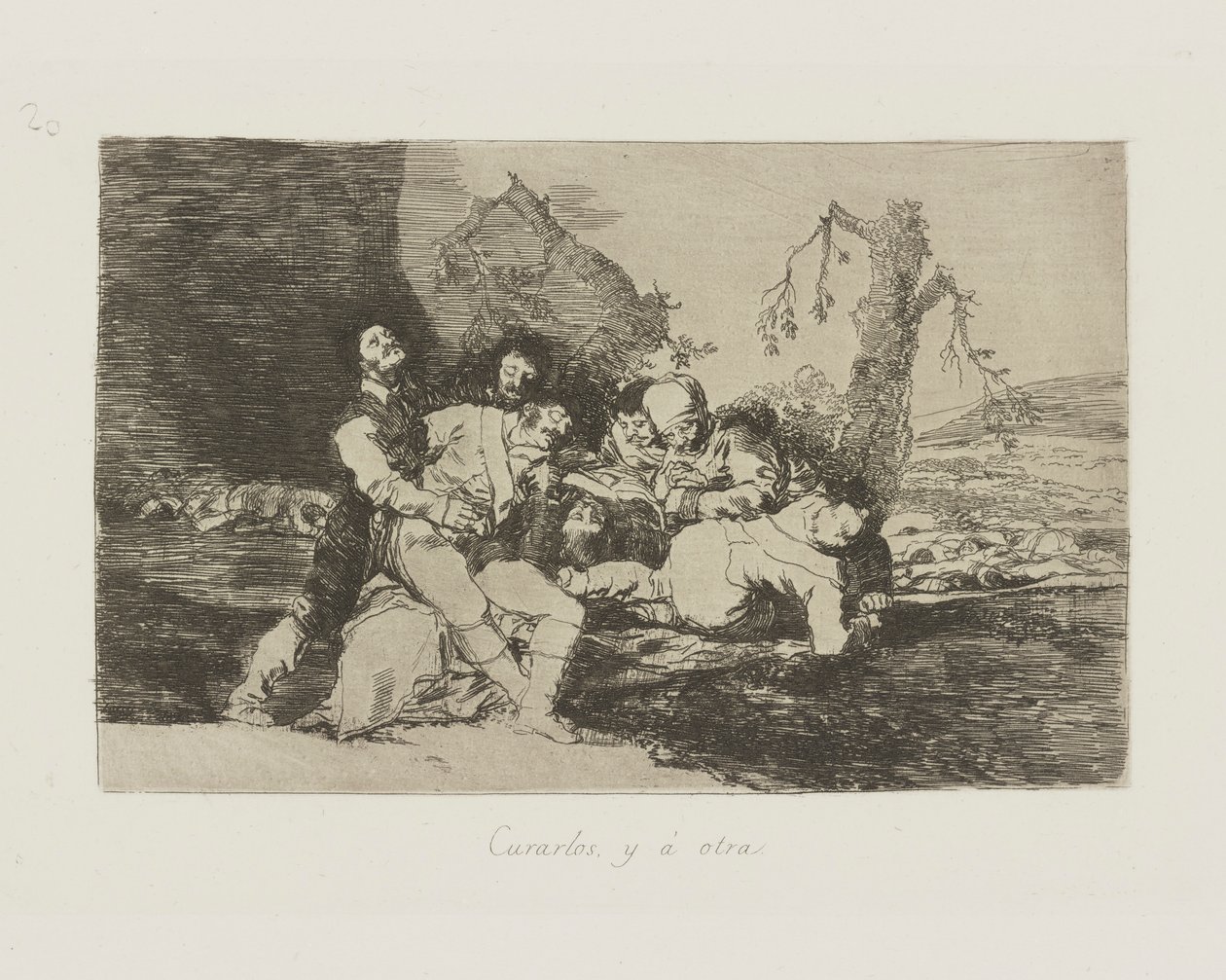 Bota dem, och ? annan. (Få dem friska och vidare till nästa.), pl. 20 från serien The Disasters of War av Francisco de Goya