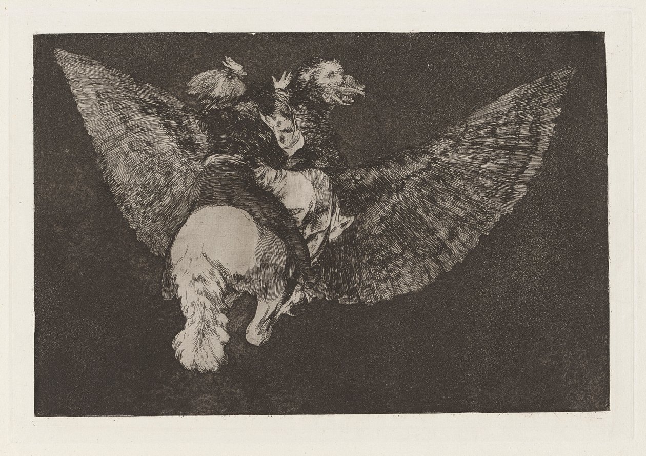 Nonsens flygblad (Flying Folly), även känd som Renounce the Friend Who Covers You with his Wings and Bites You with his Beak, från serien Los disparates (Los proverbios) av Francisco de Goya