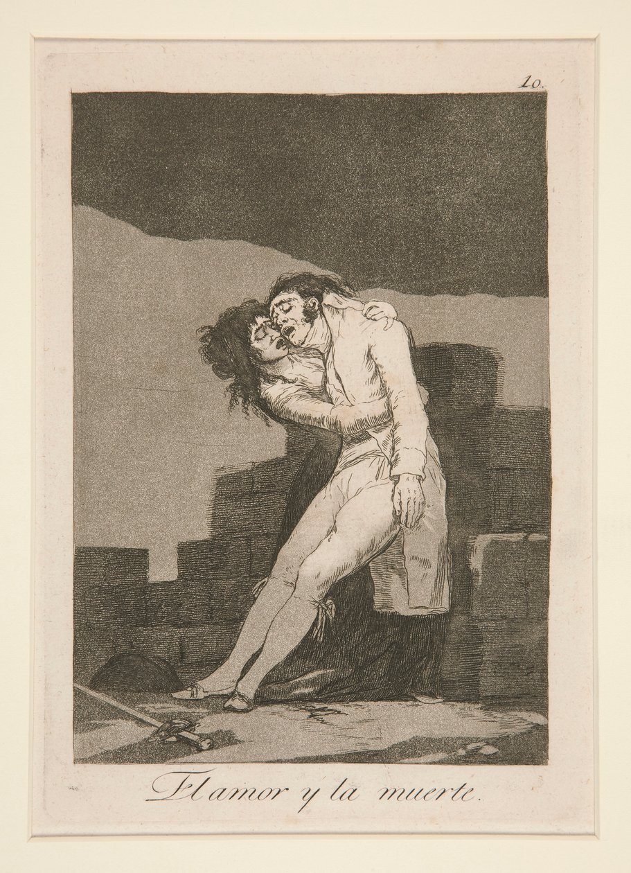 kärlek och död (Love and Death), pl. 10 från serien The Caprices av Francisco de Goya