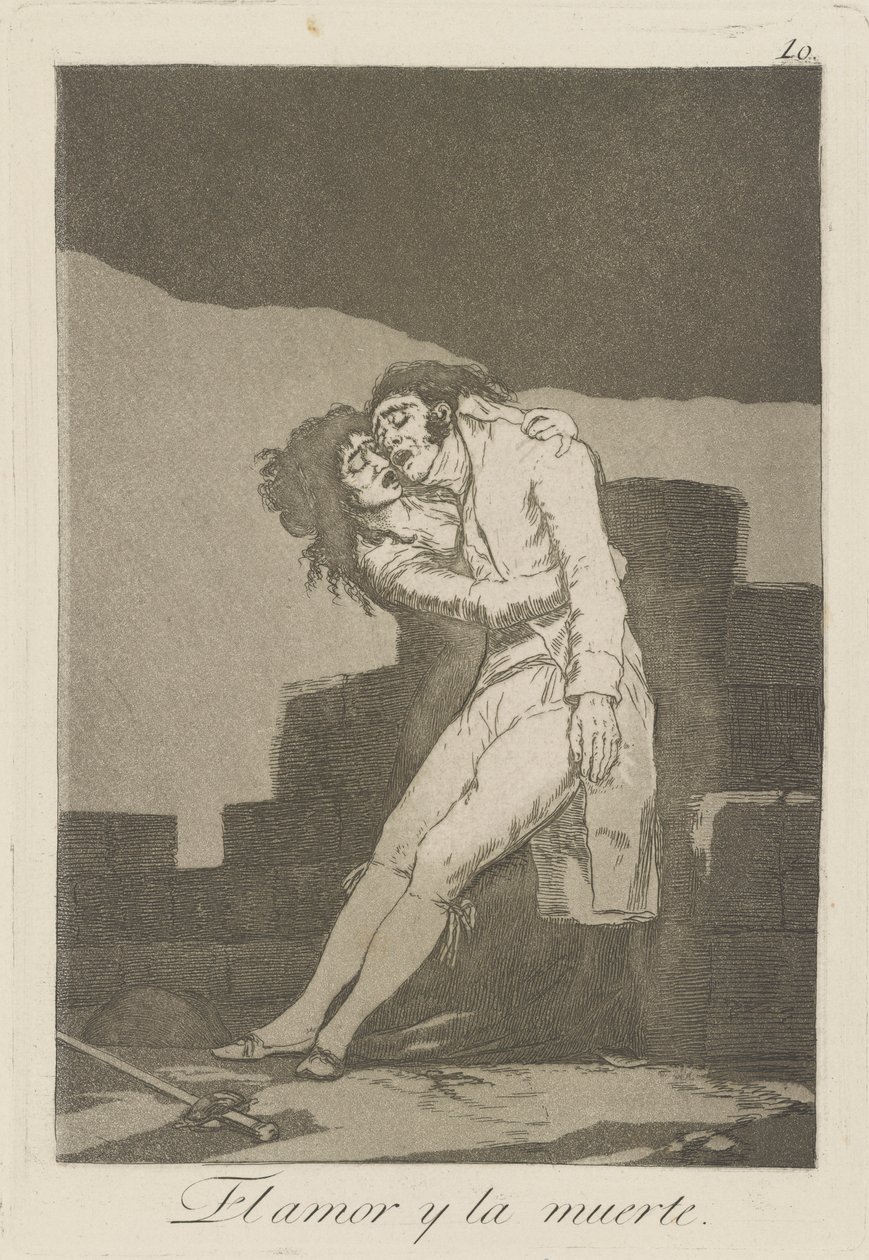 kärlek och död (Kärlek och död.), pl. 10 från serien The Caprices av Francisco de Goya
