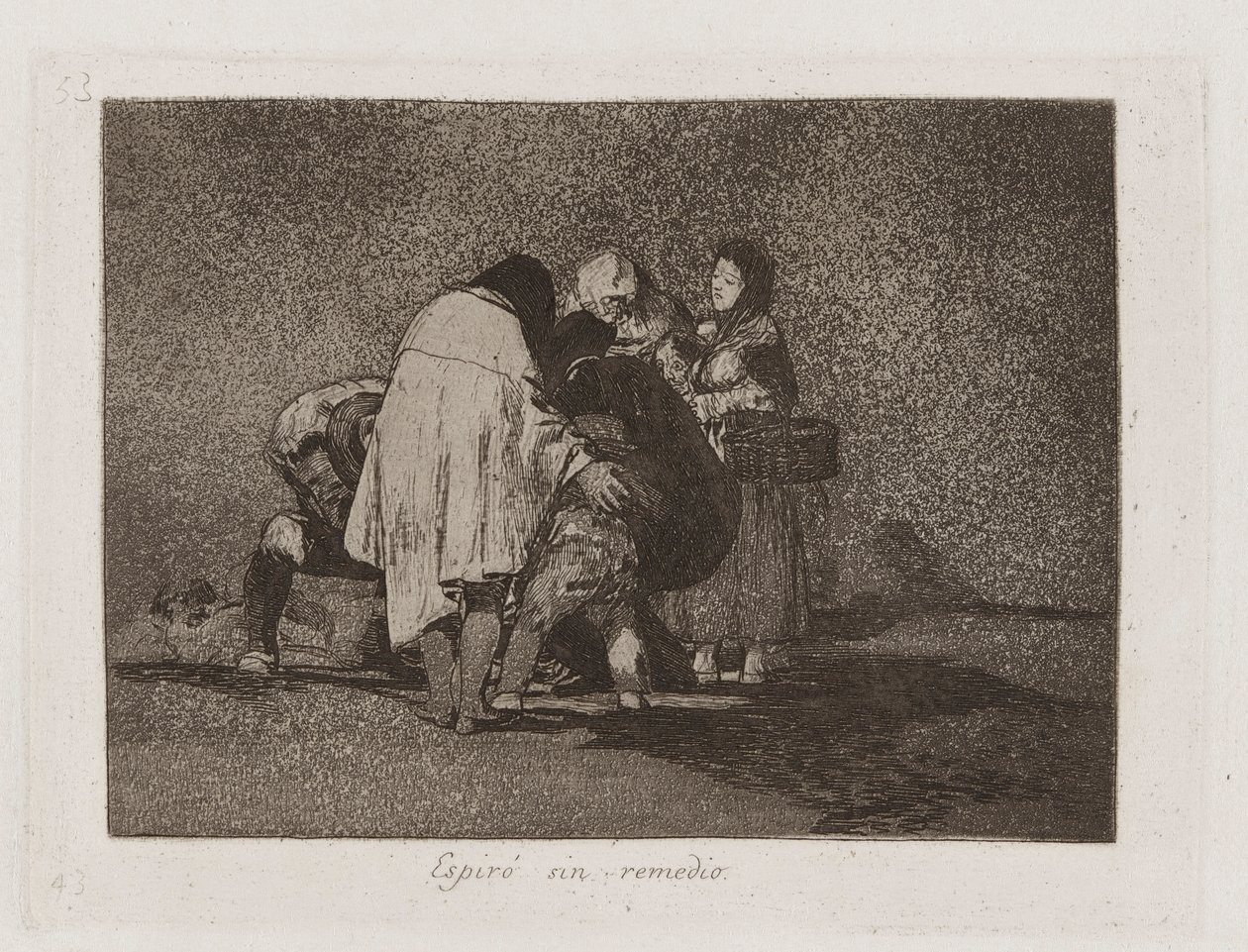 Espir? sin remedio (There Was Nothing to Be Done and He Died), Plåt 53 från Los desastres de la guerra (Krigets katastrofer) av Francisco de Goya