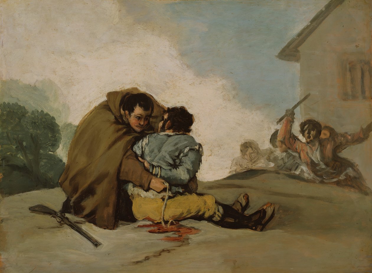 Broder Peter binder Maragatoen med ett rep, ca. 1806. av Francisco de Goya