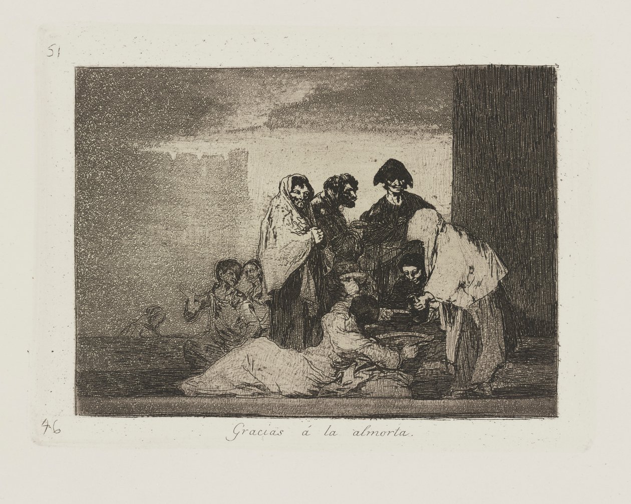 Tack ? lunchen (Tack vare hirsen.), pl. 51 från serien The Disasters of War av Francisco de Goya