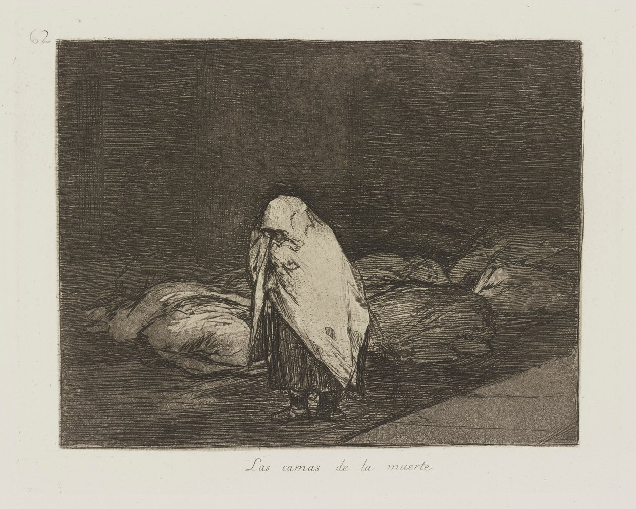 Dödens sängar. (Dödens bäddar.), pl. 62 från serien The Disasters of War av Francisco de Goya