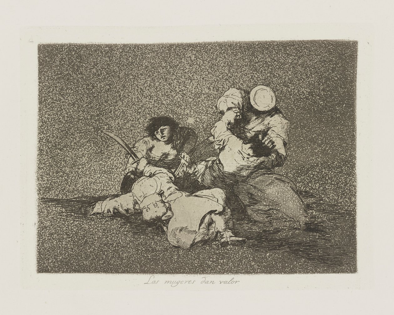 Kvinnor ger värde. (Kvinnorna ger mod.), pl. 4 från serien The Disasters of War av Francisco de Goya