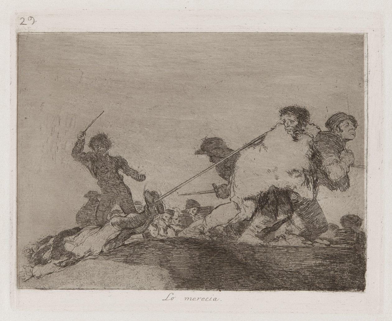 He Deserved It, tavla 29 från The Disasters of War av Francisco de Goya