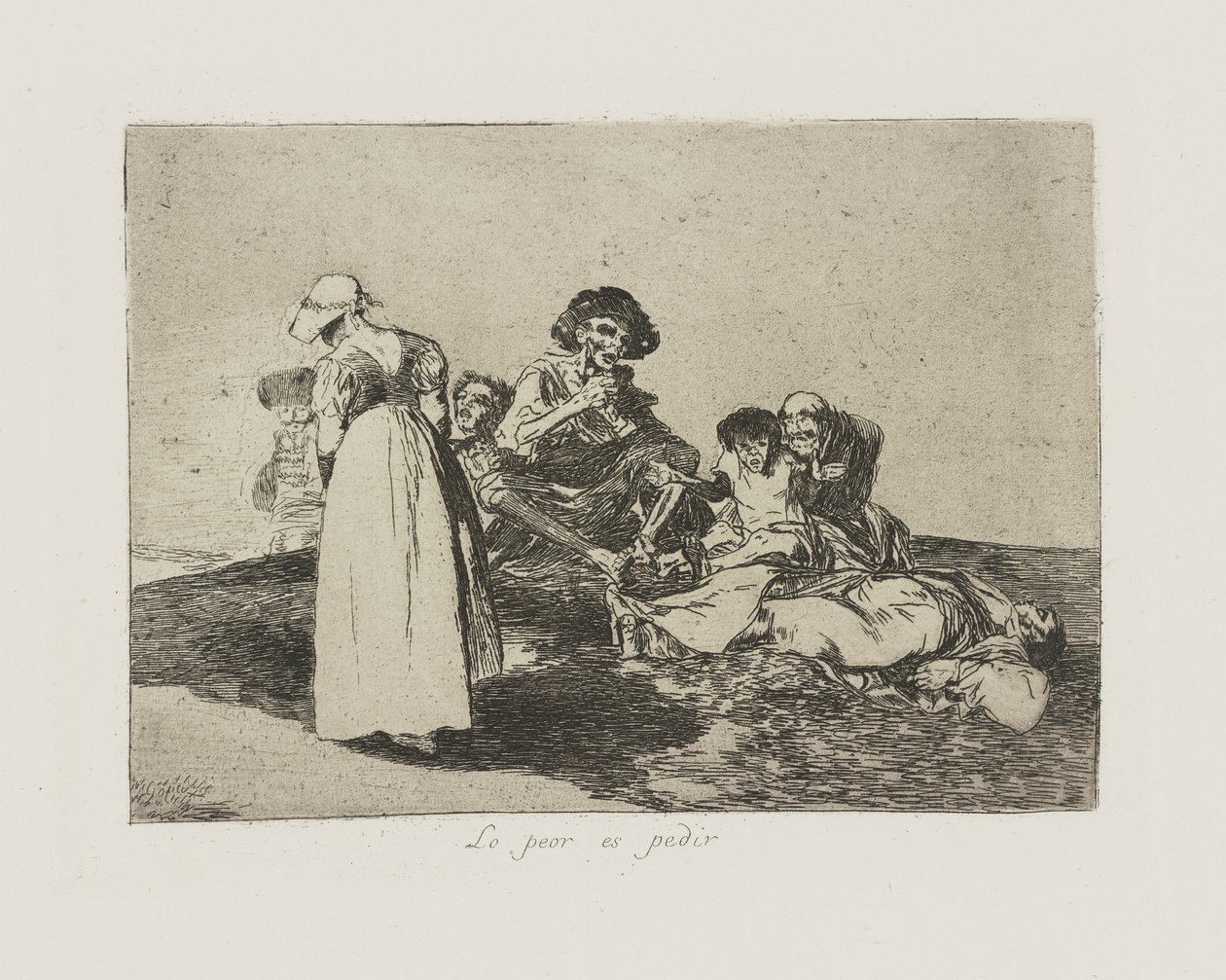 Det värsta är att fråga. (The Worst Is To Beg.), pl. 55 från serien The Disasters of War av Francisco de Goya