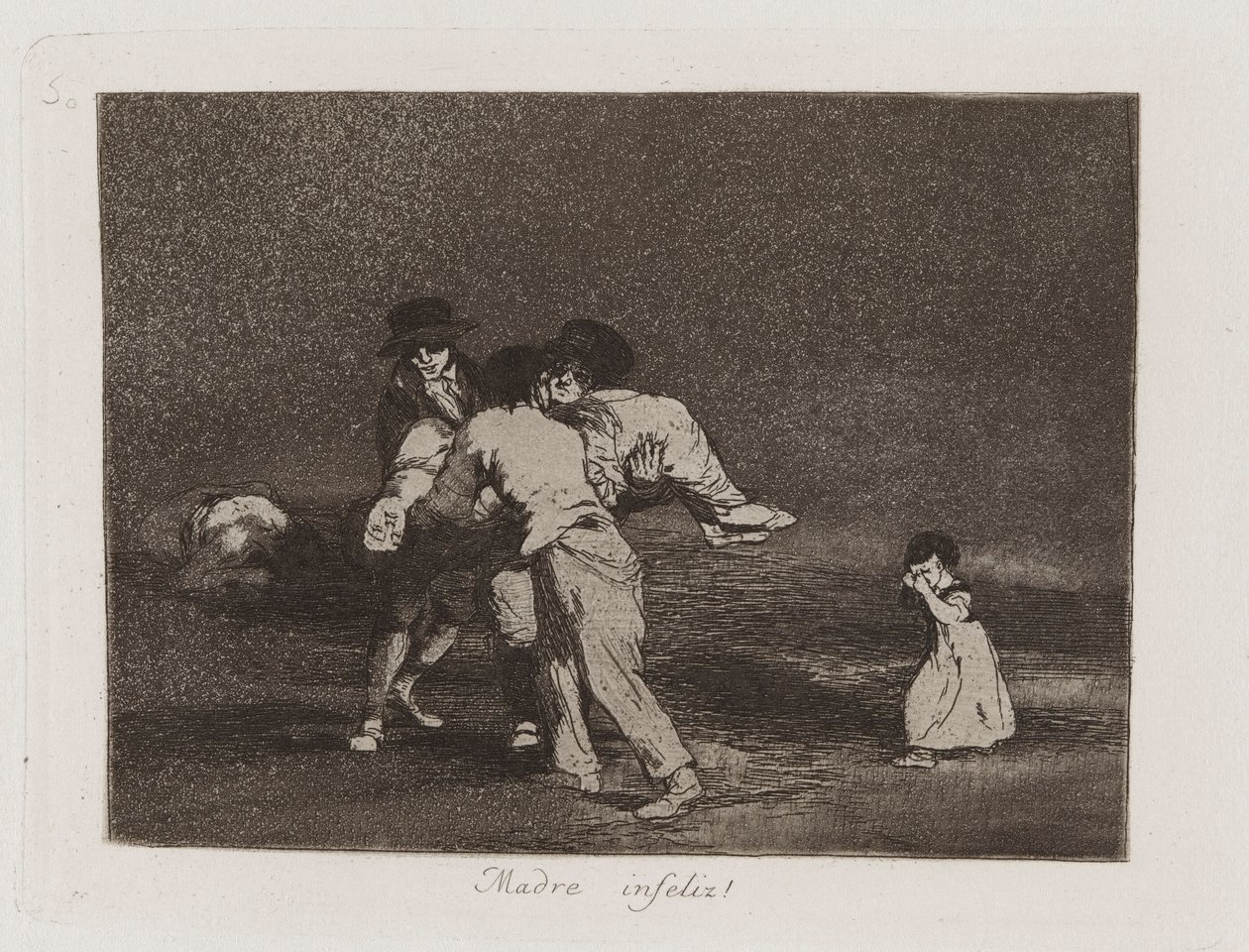 Olycklig mamma! (Unhappy Mother!), Plåt 50 från The Disasters of War av Francisco de Goya