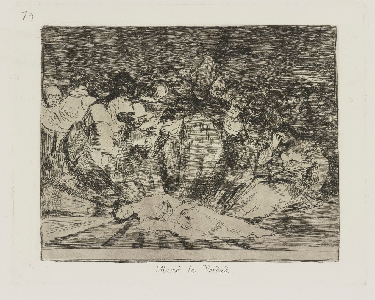dog? sanningen. (Sanningen har dött.), pl. 79 från serien The Disasters of War av Francisco de Goya