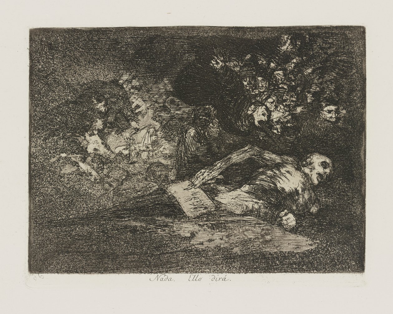 Några. Det kommer att säga? (Ingenting. Händelsen kommer att berätta.), pl. 69 från serien The Disasters of War av Francisco de Goya