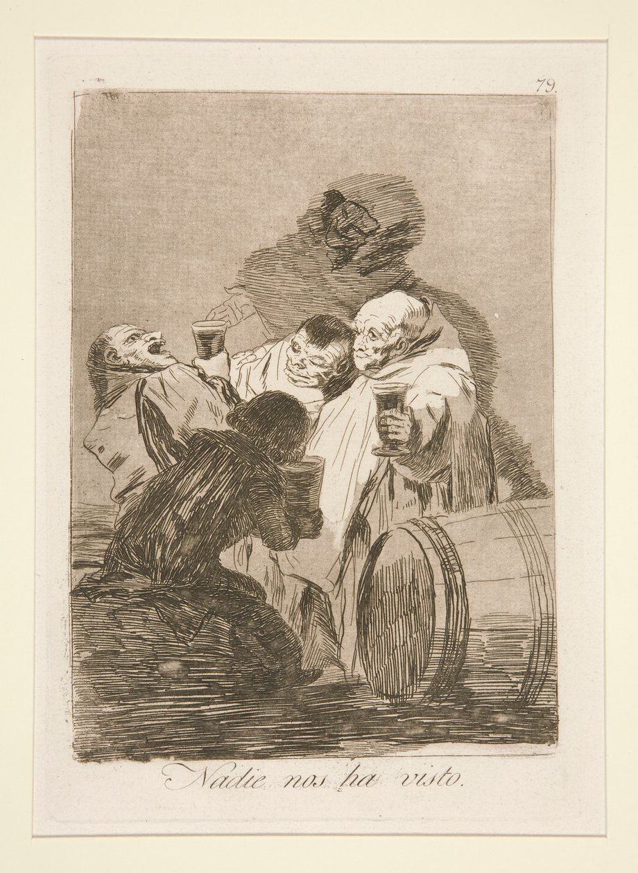 Ingen har sett oss (Ingen har sett oss), pl. 79 från serien The whims av Francisco de Goya